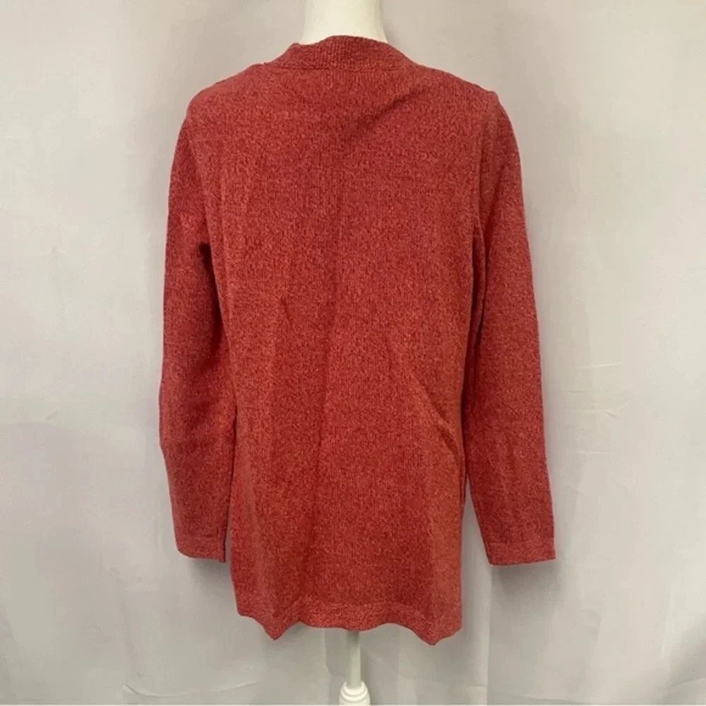 L.L Bean Cotton Cable-knit Button Cardigan Sweater Coral Medium - Picture 4 of 9